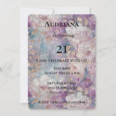 Invitation Or Purple Blanc Flore Éperche Anniversaire (Devant)