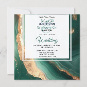 Invitation *~*OR QR EMERALD GREEN Agate RSVP AR66 Mariage