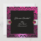 INVITATION OR RIBBON ROSE PURPLE BLACK DAMASK MONOGRAM (Dos)