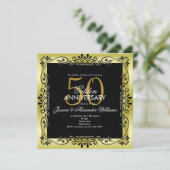 Invitation Or Romantique Doré Cadre Décoratif pour 50 ans de  (Debout devant)