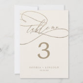 Invitation Or romantique et ivoire 5x7" Numéro de tableau (Dos)