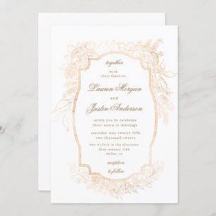 Invitation or romantique floral traditionnel Mariage Invitati