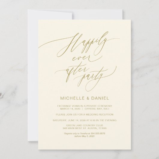 Invitation Or Romantique, Mariage en Intime (Devant)
