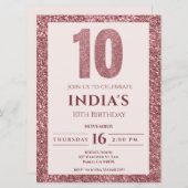 Invitation or rose 10e anniversaire (Devant / Derrière)