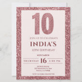 Invitation or rose 10e anniversaire (Devant)