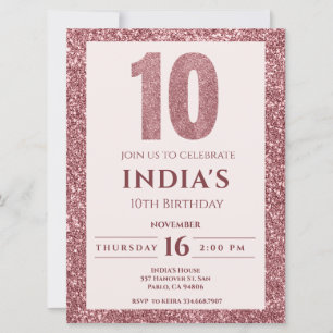 Invitation or rose 10e anniversaire