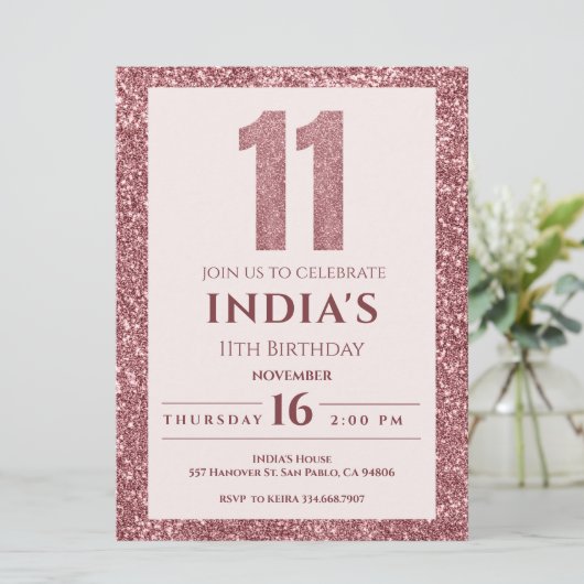 Invitation or rose 11e anniversaire (Debout devant)