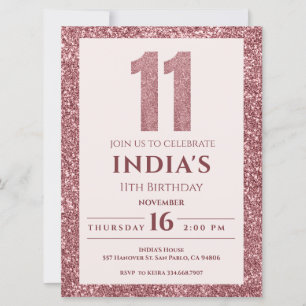 Invitation or rose 11e anniversaire