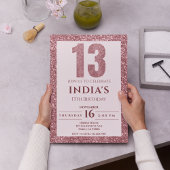 Invitation or rose 13e anniversaire