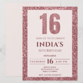 Invitation or rose 16e anniversaire (Devant / Derrière)