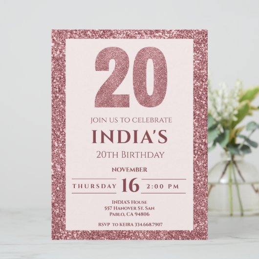 Invitation or rose 20e anniversaire (Debout devant)