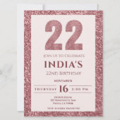 Invitation or rose 22e anniversaire (Devant)