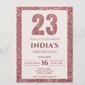 Invitation or rose 23e anniversaire (Devant / Derrière)