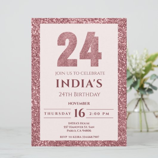 Invitation or rose 24e anniversaire (Debout devant)