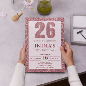 Invitation or rose 26e anniversaire