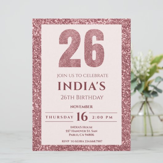 Invitation or rose 26e anniversaire (Debout devant)