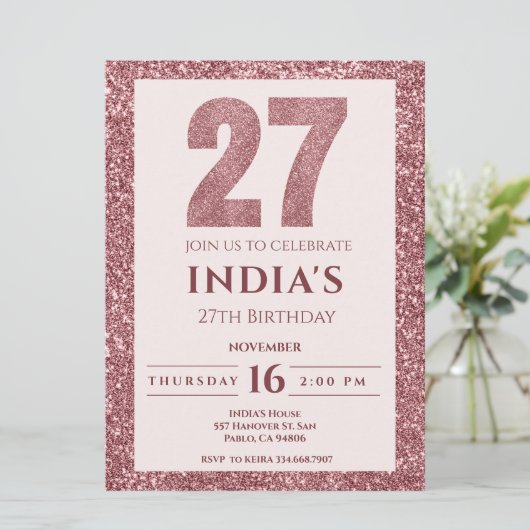 Invitation or rose 27e anniversaire (Debout devant)