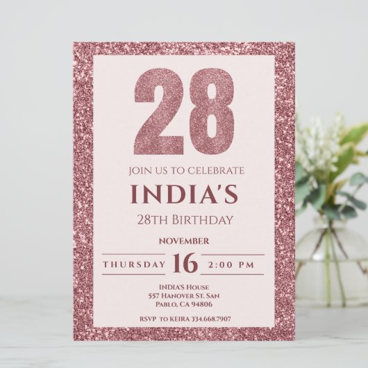Invitation or rose 28e anniversaire (Debout devant)