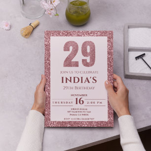 Invitation or rose 29e anniversaire