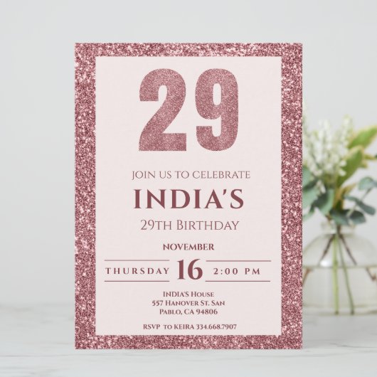 Invitation or rose 29e anniversaire (Debout devant)
