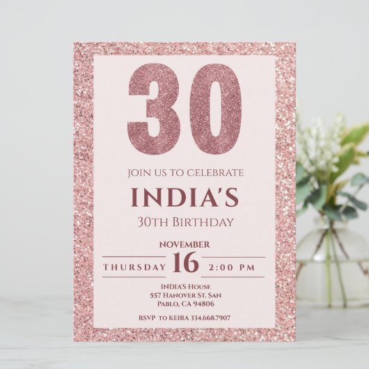 Invitation or rose 30e anniversaire (Debout devant)