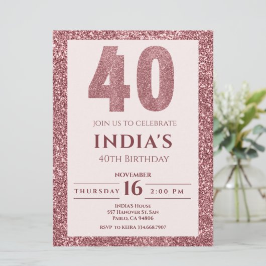 Invitation or rose 40e anniversaire (Debout devant)