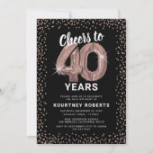 Invitation Or rose 40e anniversaire (Devant)