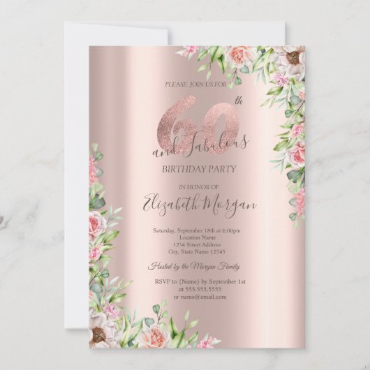 Invitation Or Rose, 60e anniversaire de Roses (Devant)