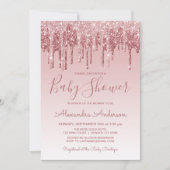 Invitation Or Rose | Baby shower de Parties scintillant à éti (Devant)