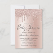 Invitation Or Rose | Baby shower d'huile à Parties scintillan (Devant)