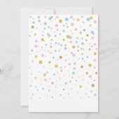 Invitation Or, rose, Ballons Bleus | Oh Baby shower bébé (Dos)