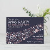 Invitation Or rose blanc bleu Hiver flocon Noël Party (Debout devant)