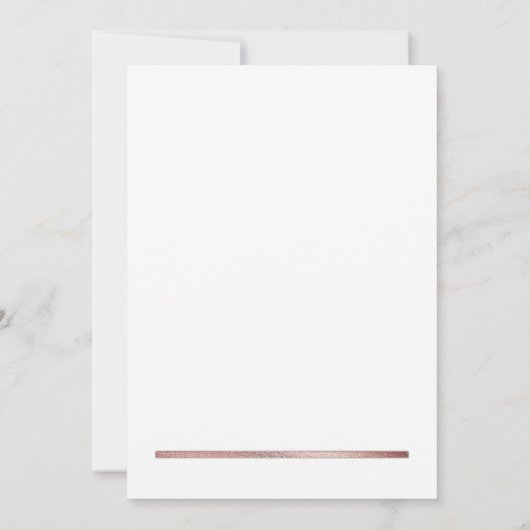 Invitation Or Rose | Blanc Moderne Simple Mariage élégant (Dos)