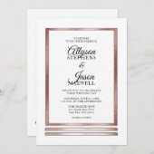 Invitation Or Rose | Blanc Moderne Simple Mariage élégant (Devant / Derrière)