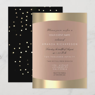 Invitation Or Rose Blush Minimal Sépia Noir Blanc Métallic