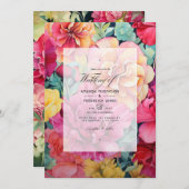 Invitation Or, rose chaud et vert Mariage floral (Devant / Derrière)