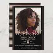 Invitation Or rose chic et photo faite sur commande noire de (Devant / Derrière)