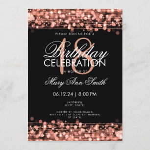 Invitation Or rose de 18èmes étincelles chiques de fête