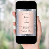 Invitation Or rose en argent scintille mariage de luxe élégan