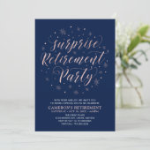 Invitation or rose et bleu marine | Parti de retraite surpris (Debout devant)