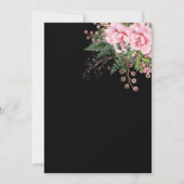 Invitation Or rose et Rose Floral 40e anniversaire Noir (Dos)