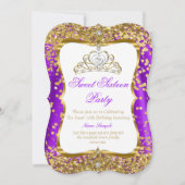 Invitation Or Rose Fete des 16 ans Princesse Tiara (Devant)