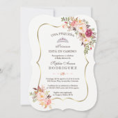 Invitation Or rose Floral Invitación de Baby shower (Devant)