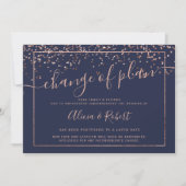Invitation Or rose gold bleu marine écriture différée modifie (Devant)