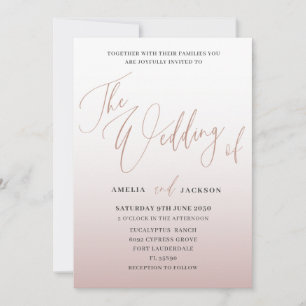 Invitation Or Rose Gold Moderne Calligraphie Le Mariage De