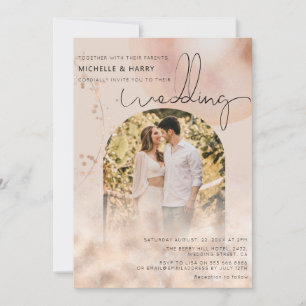 Invitation Or Rose Gold Moderne Mariage Photo en Arc
