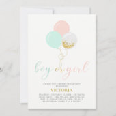 Invitation Or, rose, menthe | Baby shower de révélation de ge (Devant)