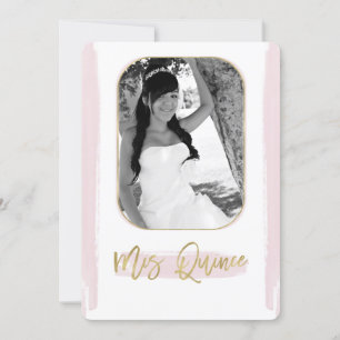 Invitation Or rose métallisé Mis Quince Quinceañera Photo Ima