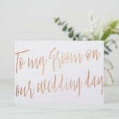 Invitation Or rose moderne À mon époux le jour de notre maria (Debout devant)