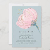 Invitation Or rose moderne C'est un Baby shower fille (Devant)